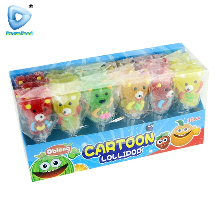 Delicious Cartoon Animal Shape Sweets Fruity Flavor Gummy Soft Lollipop Candy