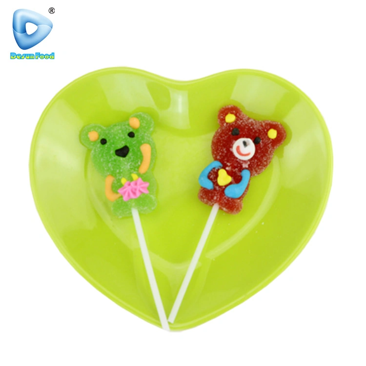 Delicious Cartoon Animal Shape Sweets Fruity Flavor Gummy Soft Lollipop Candy